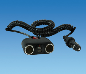2-Way 12v Cigar Lighter Splitter with USB