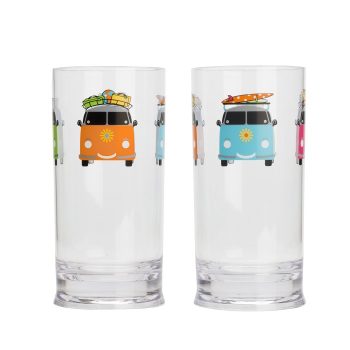 Camper Smiles VW Style Tall Tumbler Glasses - Pack of 2