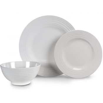 Kampa Blanco White 12 Piece Melamine Dinner Set