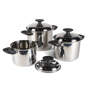 Kampa 3 Piece Space Saver Saucepan Cook Set