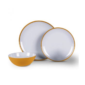 Kampa Sunset Yellow 12-Piece Melamine Dinner Set