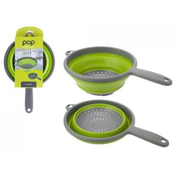 Pop! Collapsible Colander with Handle - Lime/Grey