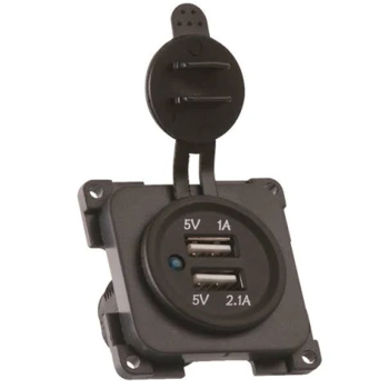 Powerpart C-Line Twin USB Socket – 5 Volt 1 Amp & 2.1 Amp – Dark Grey